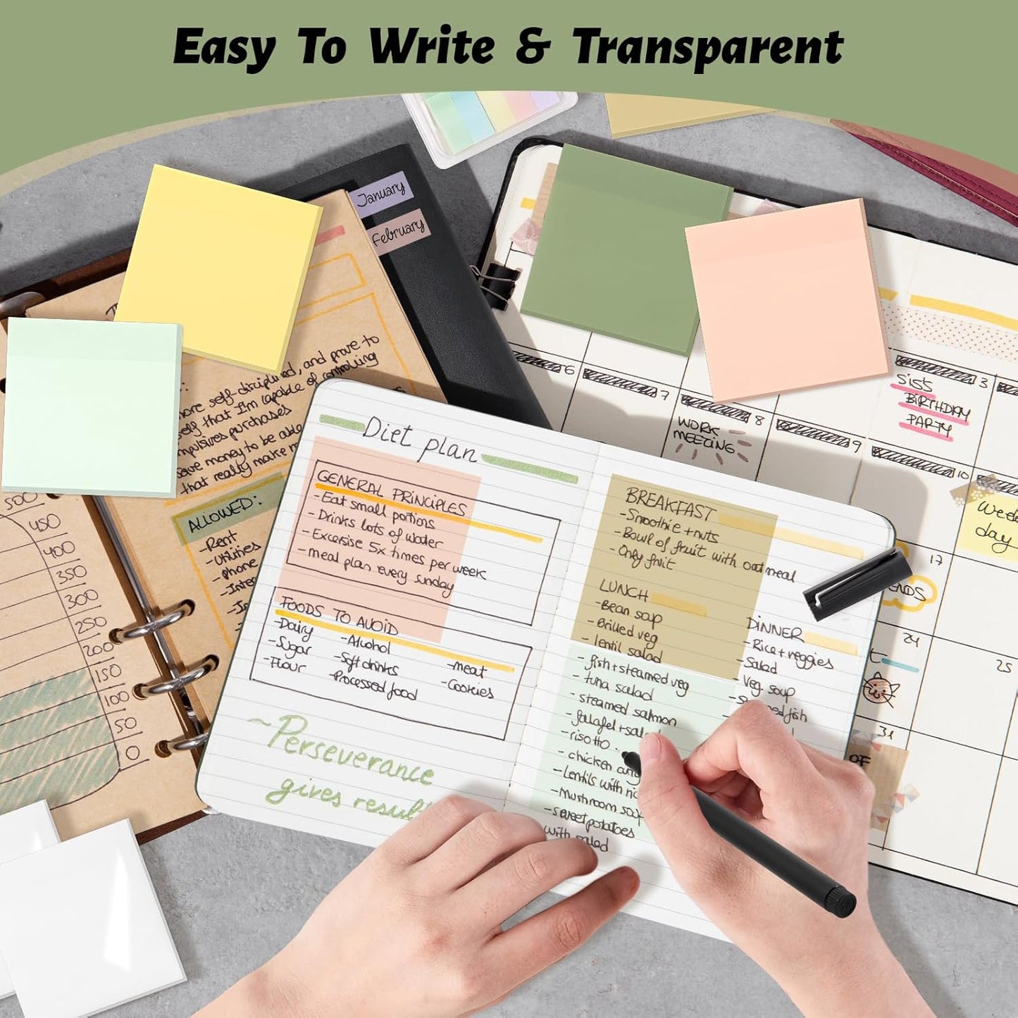 ‎SYMDROMIA Transparent Sticky Notes, 3"x3" Clear Post Translucent Sticky Notes with See Through Self-Adhesive Sticky Pads for Office School College Bible Supplies, 800 Sheets Bohemian