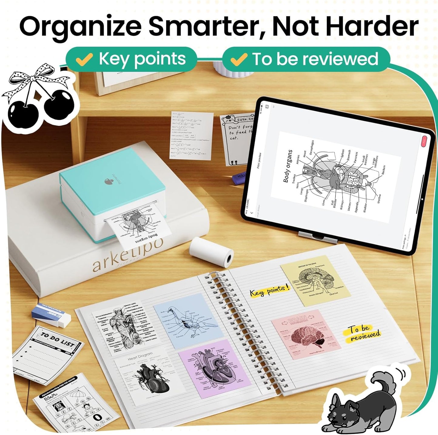 Phomemo Mini Sticker Printer- Mini Printer Sticker Maker Machine M02, Print Pods Suitable for Student Name Label, Study Notes, Creative DIY, Diaries, Portable Thermal Printer for School/Home/Office