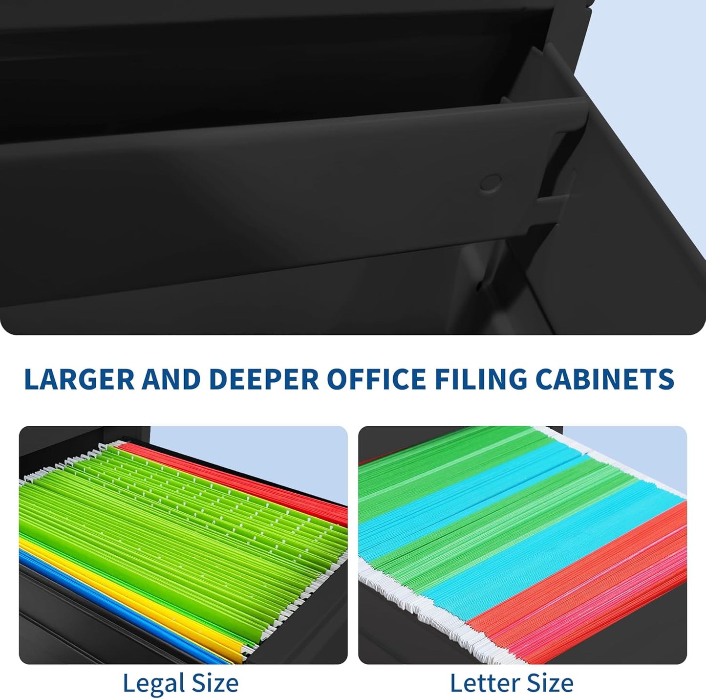 4-Drawer Locking Vertical File Cabinet, Metal Storage Cabinet for Office/Home – Secure Vertical Filing for Letter/Legal/A4/F4 Documents, Easy to Assemble Steel Cabinet (Black, 4 Drawer-52 H)