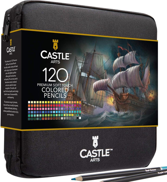 Castle Art Supplies 120 Colored Pencils with Zipper | Quality Soft Coloured Leads for Adult Artists, Professionals and Colorists | In Zipper Pouch