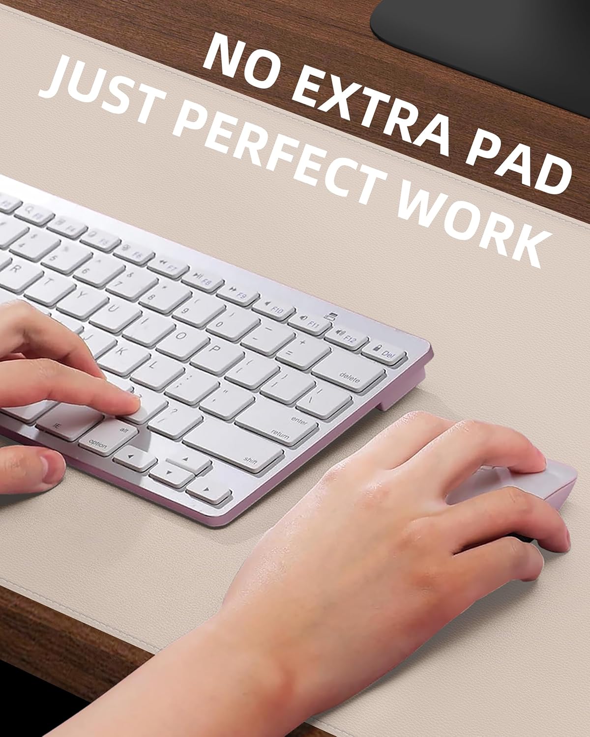 Leather Desk Pad Protector,Office Desk Mat,Large Mouse Pad, Non-Slip PU Leather Desk Blotter,Desk Pad,Waterproof Desk Writing Pad for Office and Home (Beige,31.5" x 15.7")