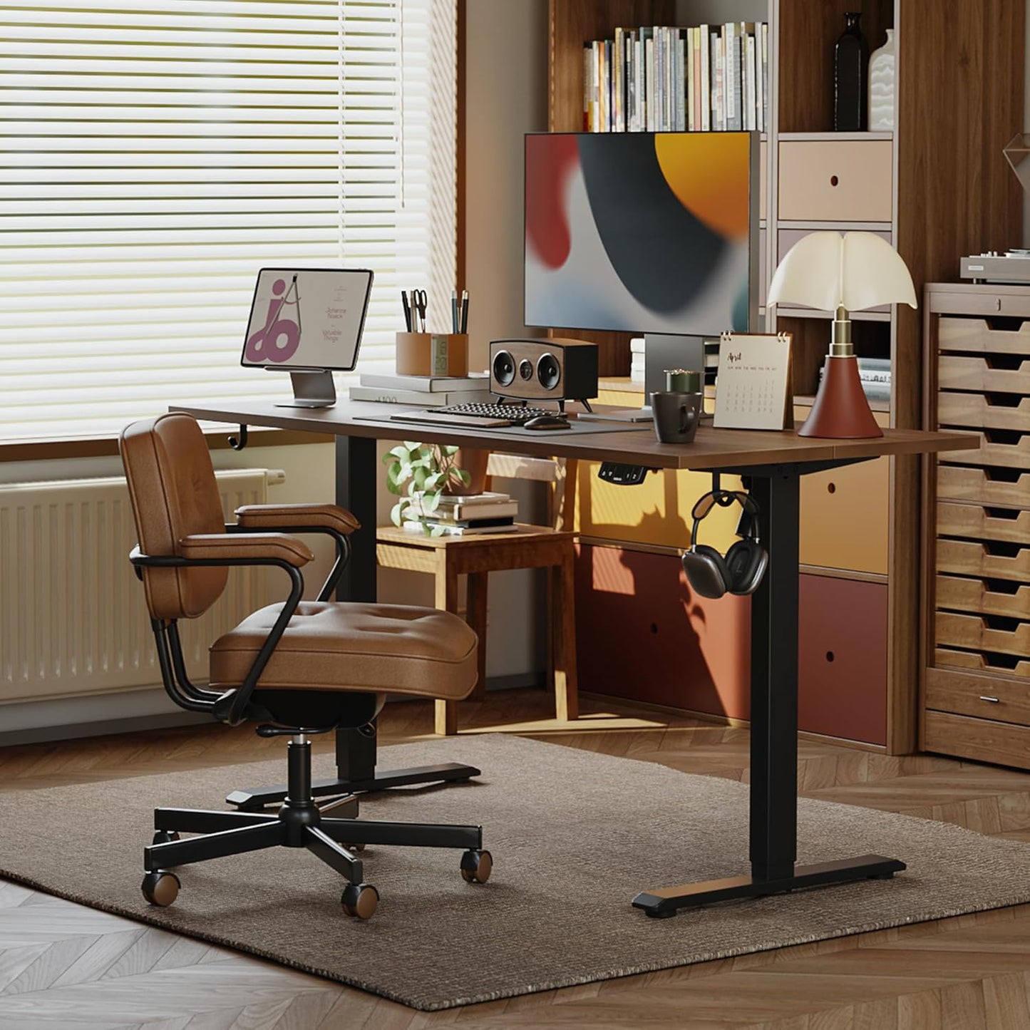 Agilestic Electric Standing Desk 40 x 24 Inches, Height Adjustable Desk, Sit Stand up Desk for Work Office Home, Ergonomic Rising Computer Table with Memory Preset, Dark Walnut