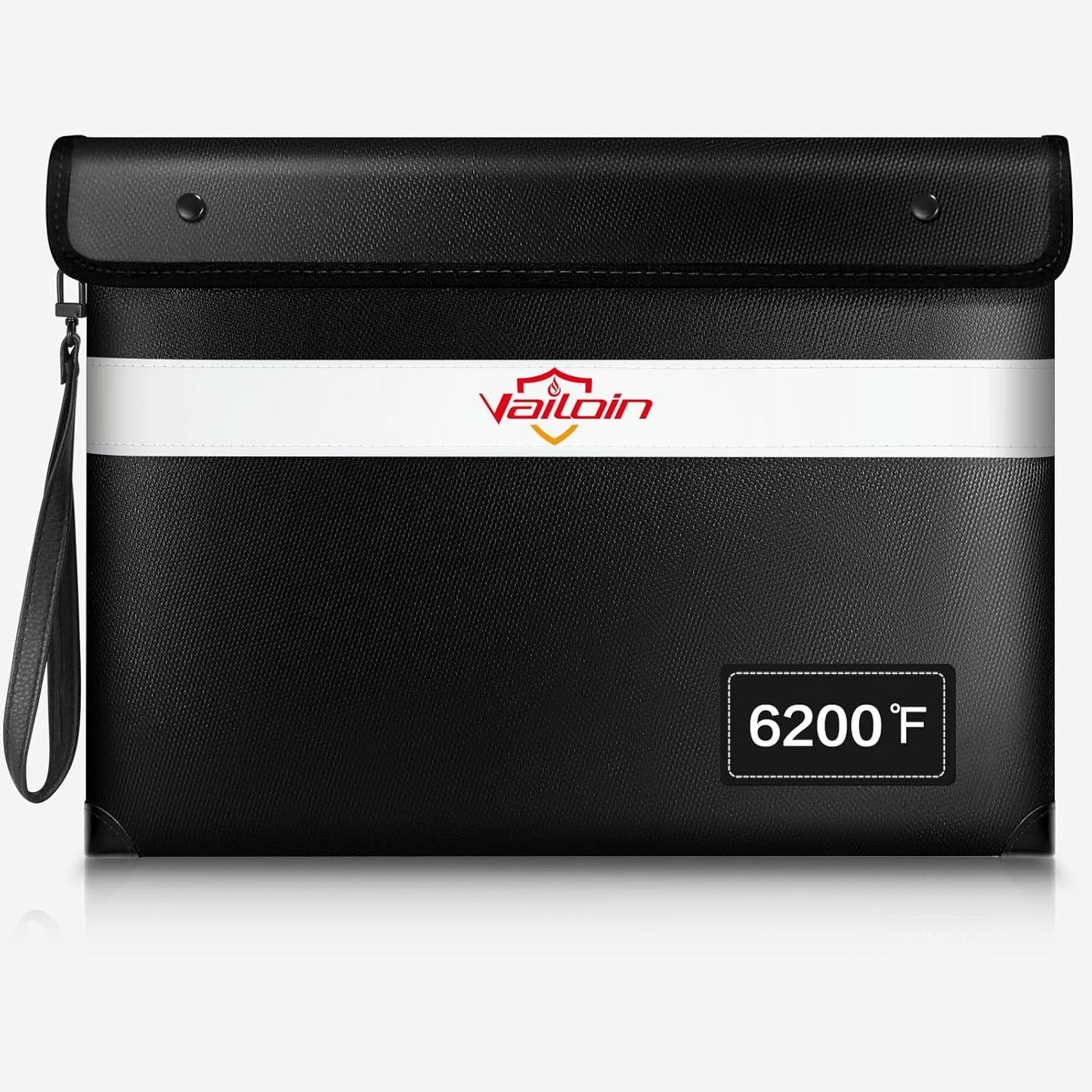 Vailoin Fireproof Document Bag with Waterproof Zipper,6200°F Insulated Fire Water Proof Money Pouch,Fireproof Envelopes for Cash,Fire Proof Bag for Important Documents, Valuables(13.9"x10.6",Black)