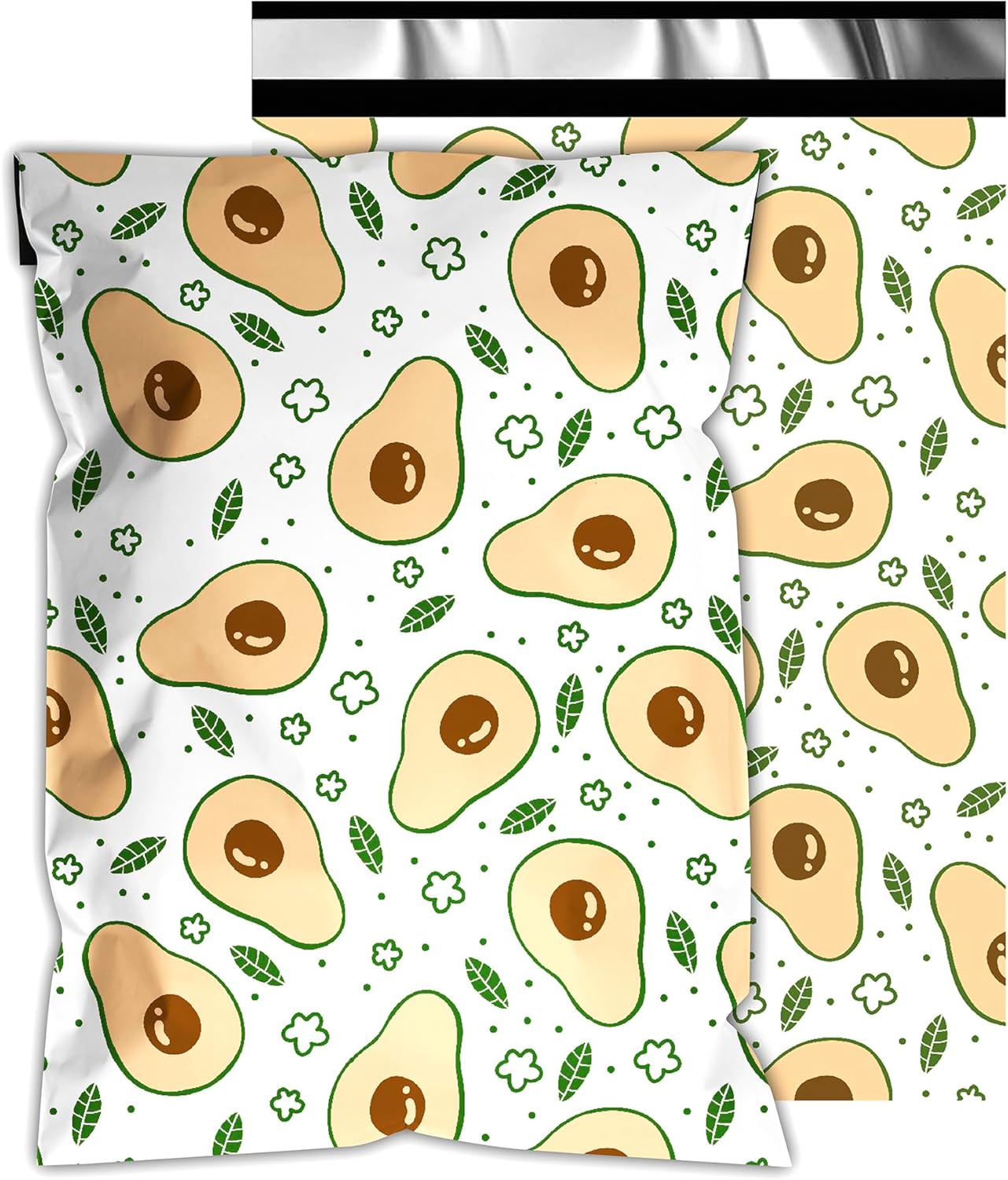 Poly Mailers 6x9 Inch 100 Pcs - Avocado printed Shipping Bags, 2.4mil Thickness, Waterproof and Tear Resistant Mailing Envelopes, Self-Sealing Packaging Bags for Small Business