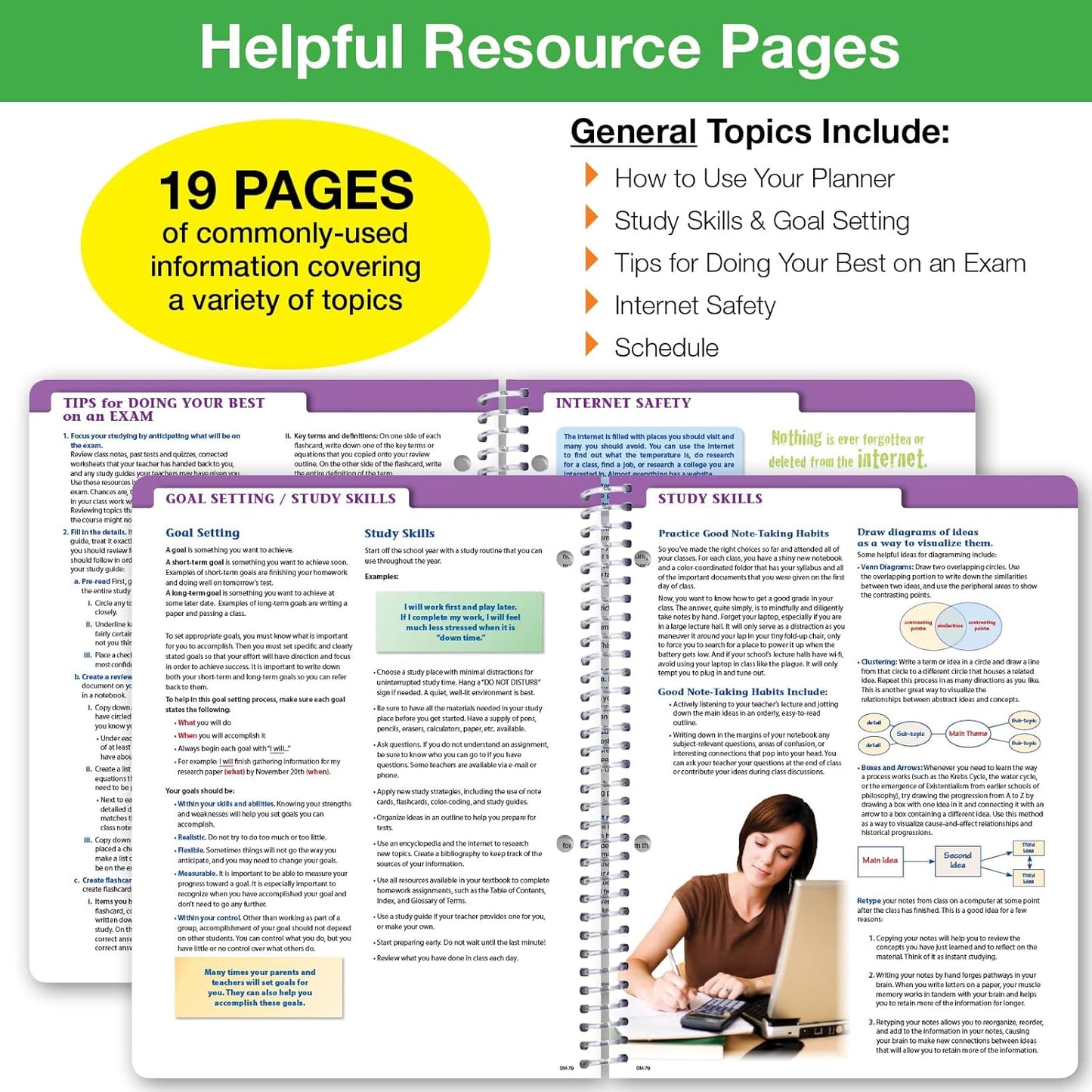 Global Datebooks Dated Middle School or High School Student Planner for Academic Year 2025-2026 Includes Ruler/Bookmark and Planning Stickers (Matrix Style - 7"x9" - Rainbow Silhouette)
