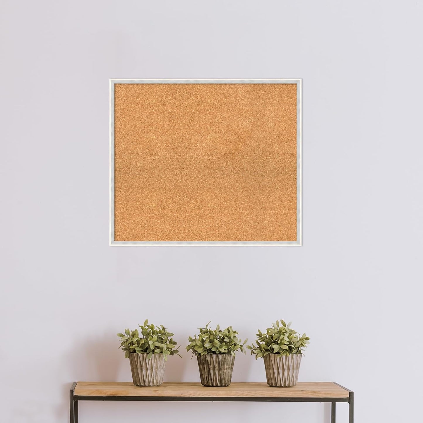 Amanti Art Natural Cork Board for Wall, 27x31 Vision Board with White Frame, Large Corkboard Office Decor for Home Organization, Modern Corkboard Pinboard to Display Items for Home Organization in