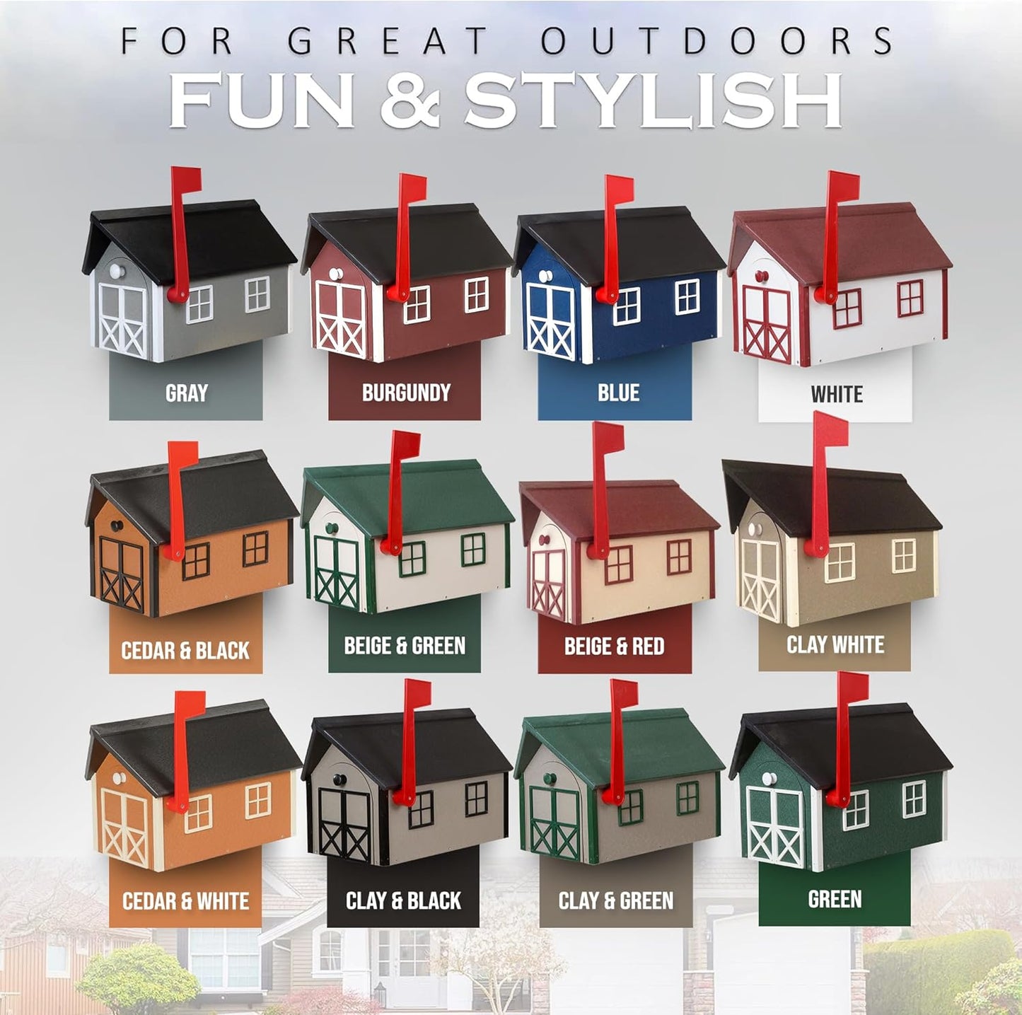 Peaceful Classics Poly Mailbox- Durable, Weather-Resistant Amish Craftsman Mailboxes for Outside Uses Like Front Yard and Road Side- Long-Lasting, Decorative, Modern Mailbox (Blue).
