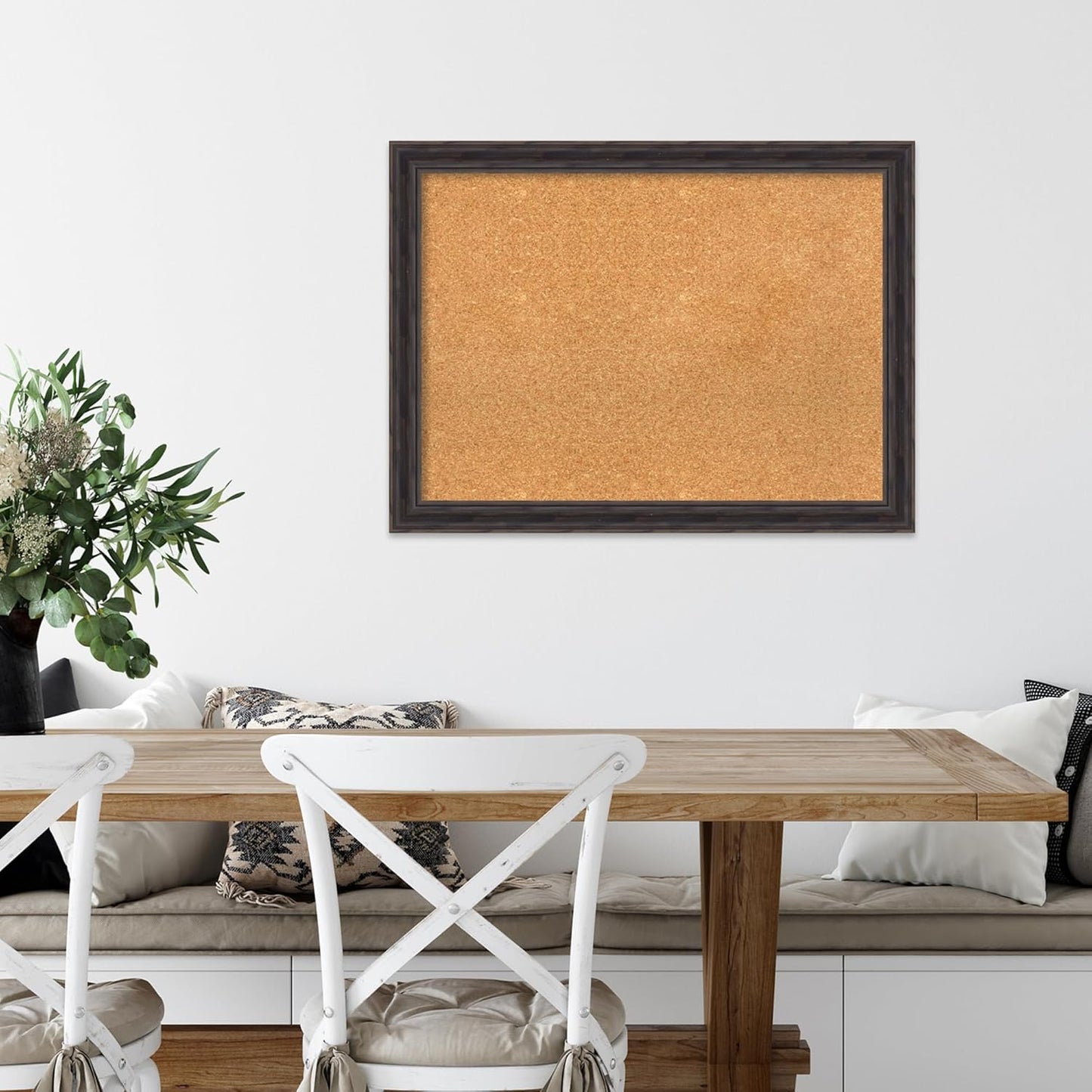 Amanti Art Natural Cork Board for Wall, 23x31 Vision Board with Brown Wood Frame, Medium Corkboard Office Decor for Home Organization, Rustic Farmhouse Corkboard Pinboard to display items for home