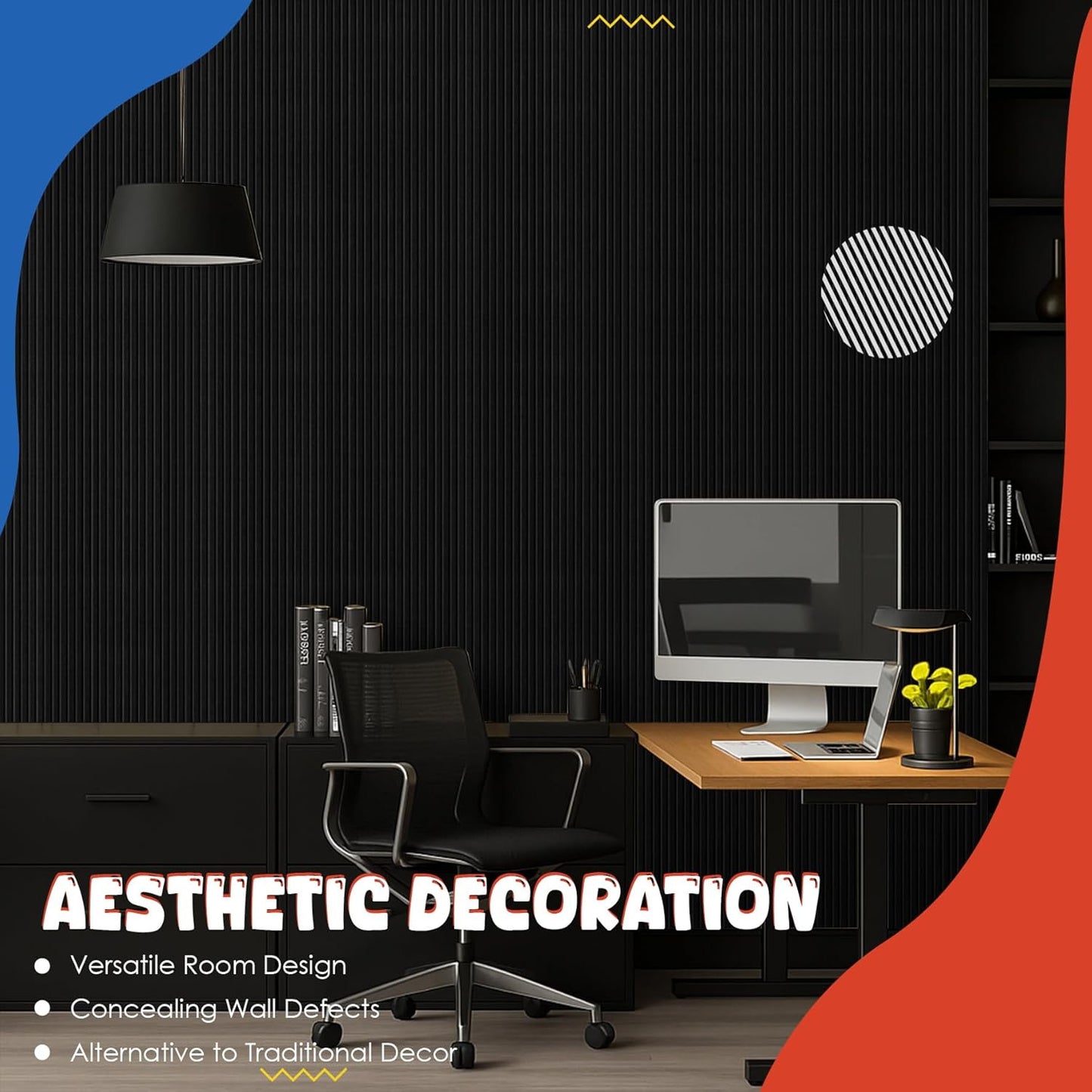 5 Pack Acoustic Panels,47.2x23.6x0.4 inch Acoustic Wall Panels,Large Soundproof Panels,Self-Adhesive Sound Proof panels for Walls,Acoustic Treatment for Recording Studio&Office,Black