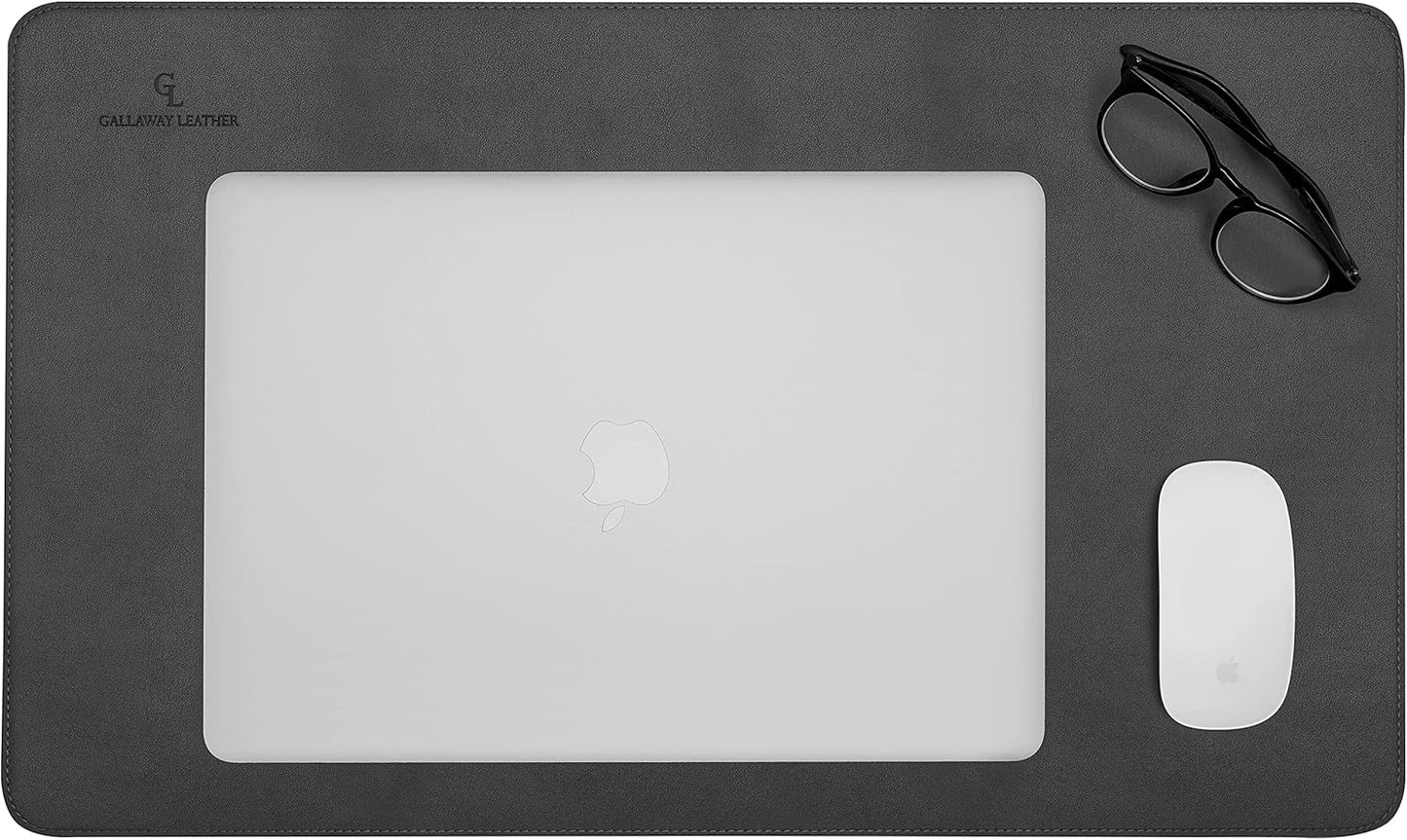 Gallaway Leather Desk Pad – 25 x 17 inch - Desk Mat Home Office Desk Accessories Desktop Protector XXL Mouse Pad Writing Desk Blotter - Grey - Medium