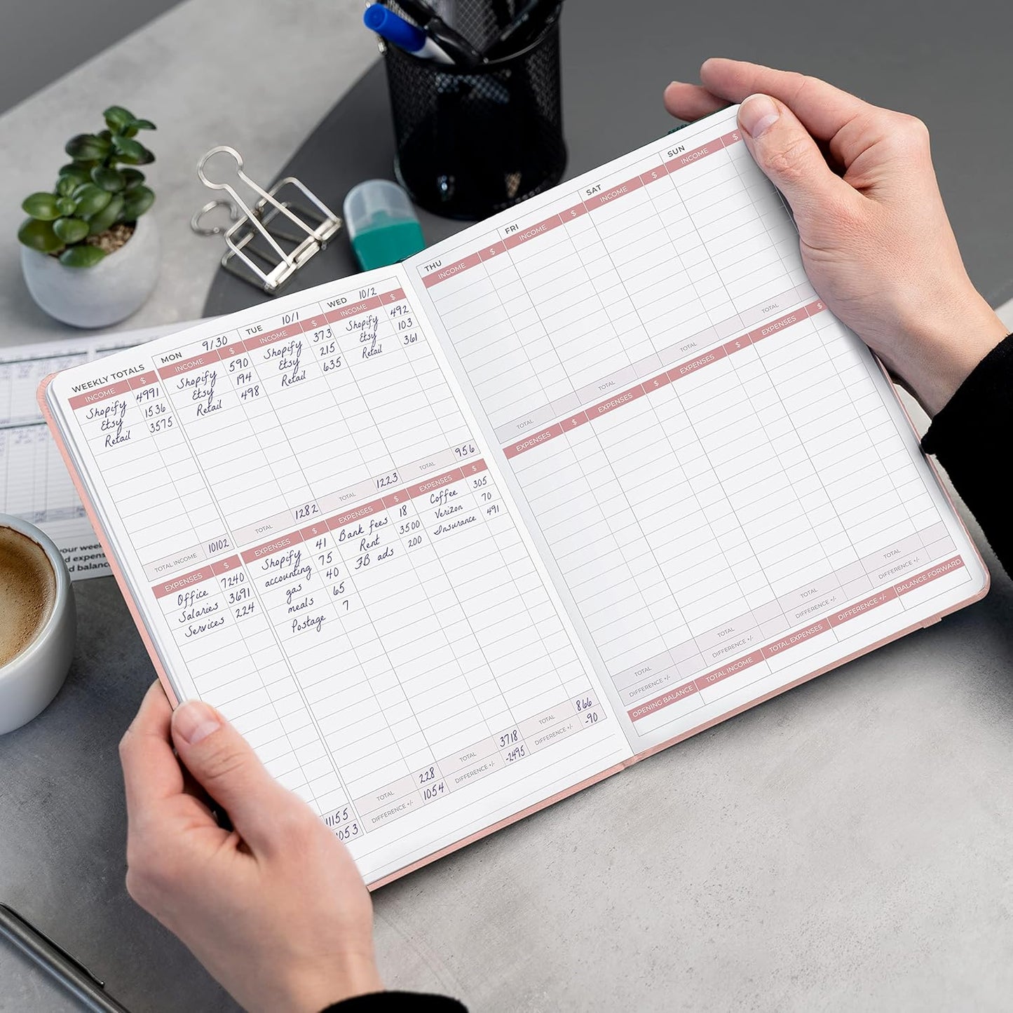 Clever Fox Income & Expense Tracker – Accounting & Bookkeeping Ledger Book for Small Business – 1-Year Record Notebook, A5 (Rose Gold)