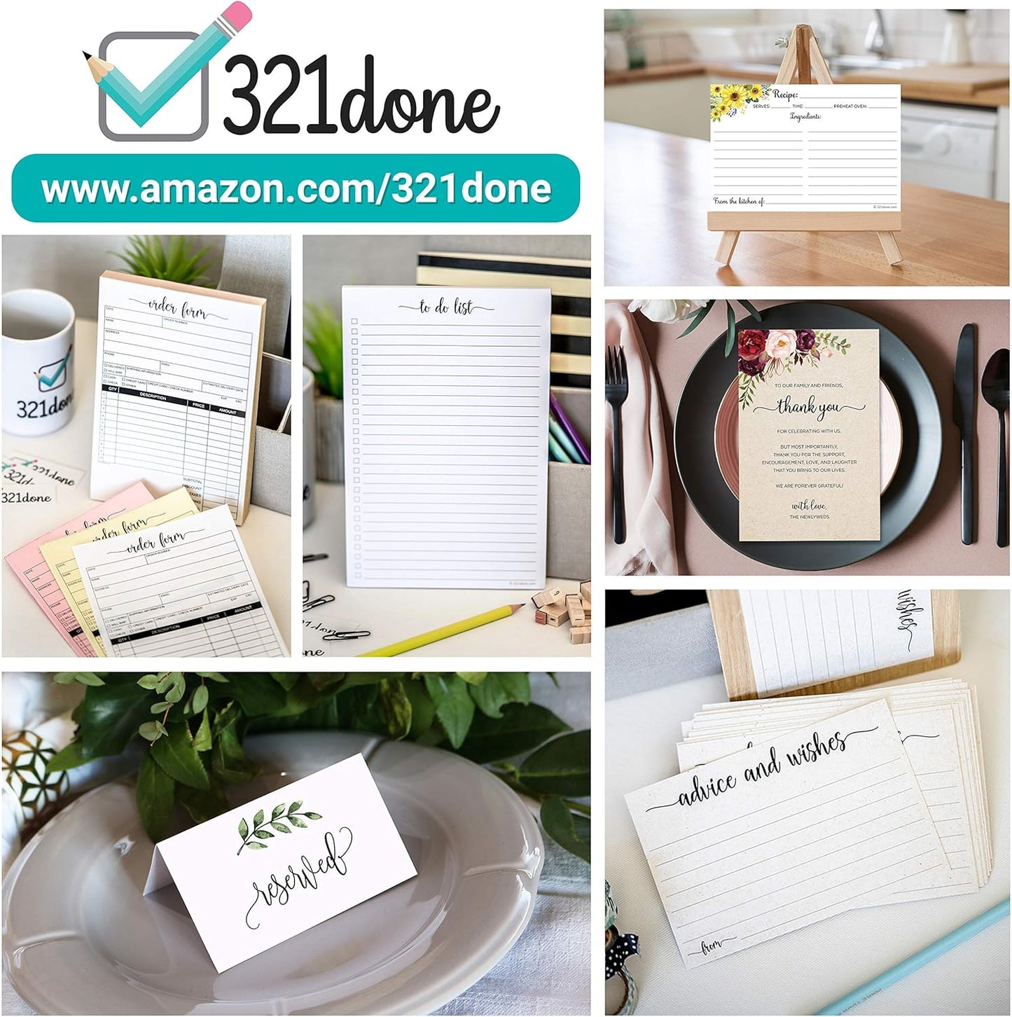 321Done 2-Part Blank Carbonless Pad, 4.25x5.5 Portrait, Made in USA, Handheld Duplicate Copy Booklet for Notes, Scratch Pad, Sketchbook, Craft Boutique Business Receipt (50 Sets) White/Yellow