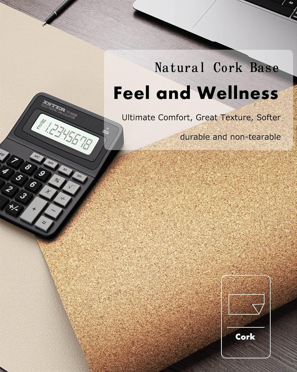 YSAGi Double-Sided Desk Pad, 31.5"x15.7" Leather Desk Mat, Eco Cork Desk Pad Protector,Large Mouse Pad,Waterproof Desk Blotter for Office/Home (Beige/Cork)