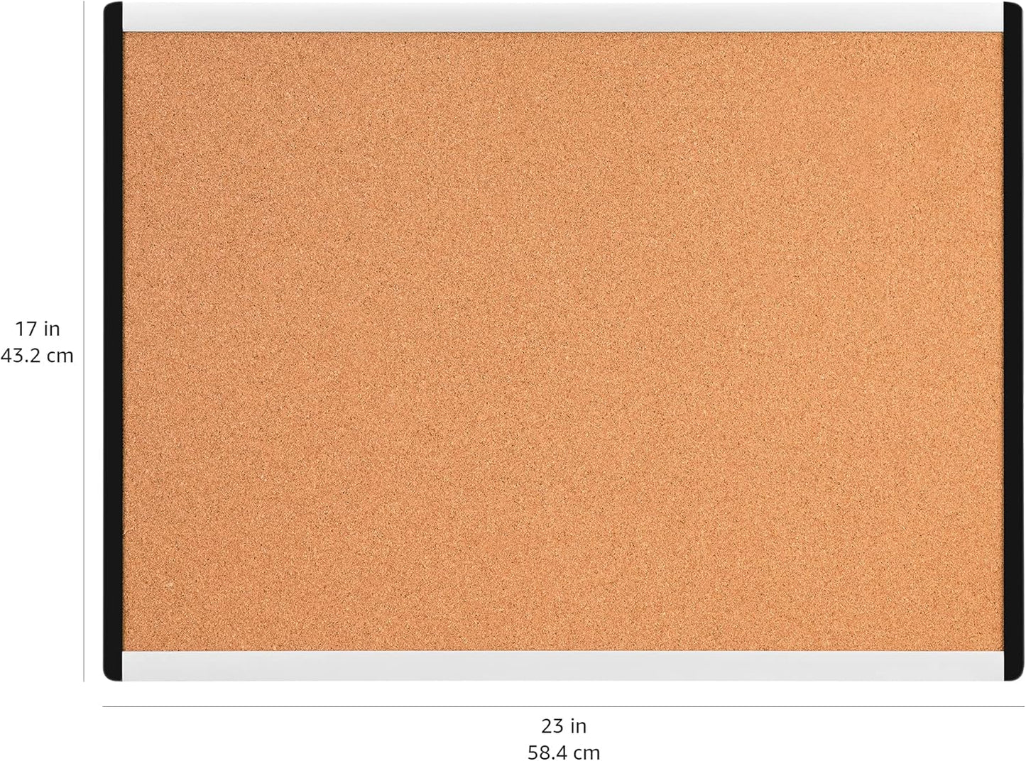 Amazon Basics Cork BulletinBoard, 23" x 17", Pin Board for Office & Home with Aluminum/Plastic Frame, 3 Pack