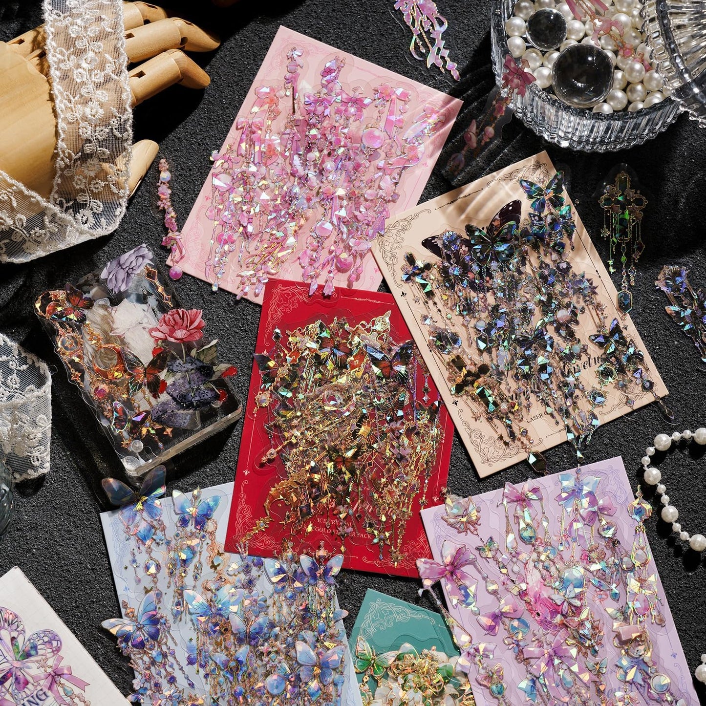 Alideco 120pcs Scrapbook Stickers Vintage Boundless Jewelry Scrapbooking Junk Journal Crafts Embelishment Decoration Diary Stickers (wujiezhubao)