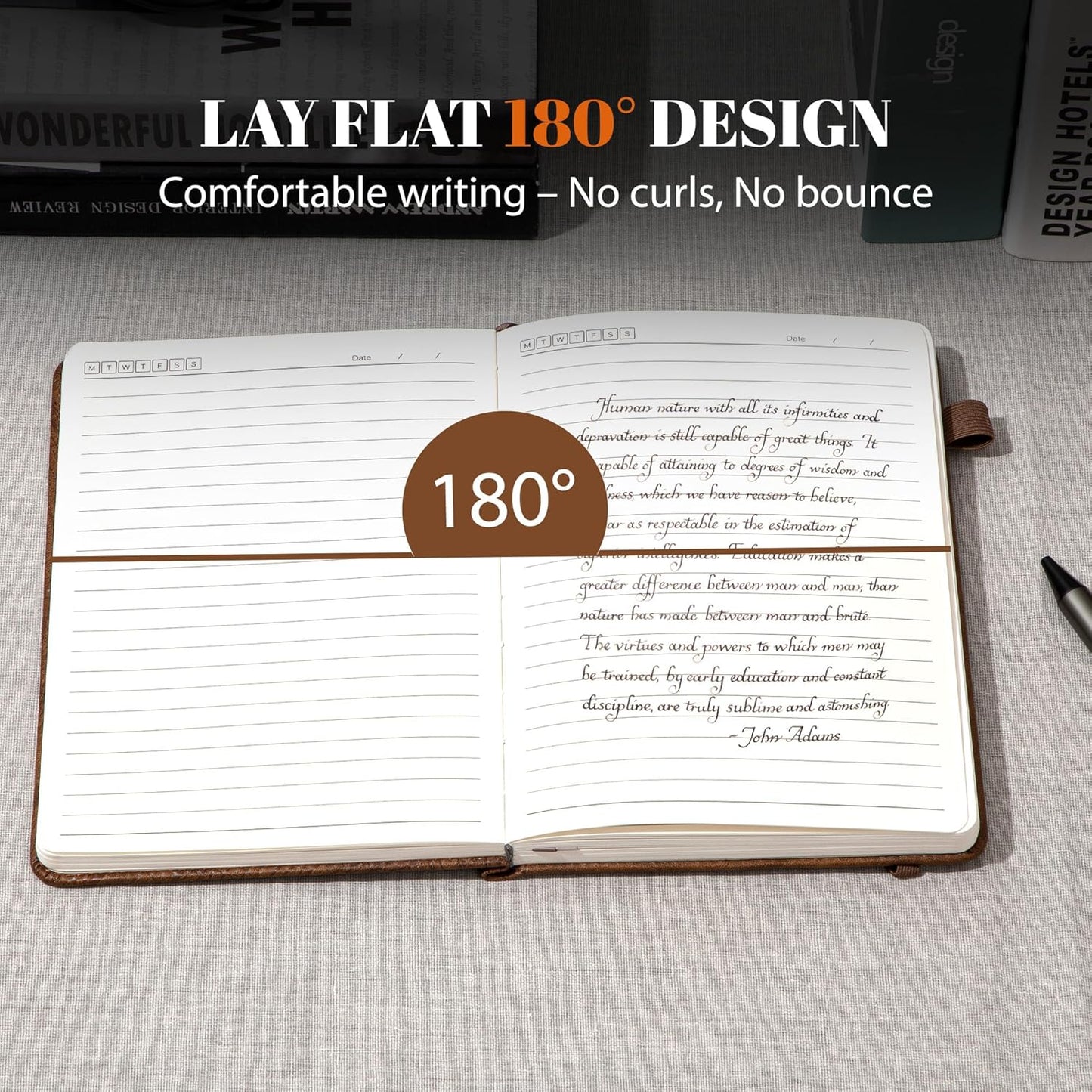 CAGIE Lined Journal for Men Women, Tree Growth Ring Leather Bound Journal Notebook, 256 Pages 100 GSM Journals for Writing, A5 Hardcover Journaling Notebooks for Work, Note Taking