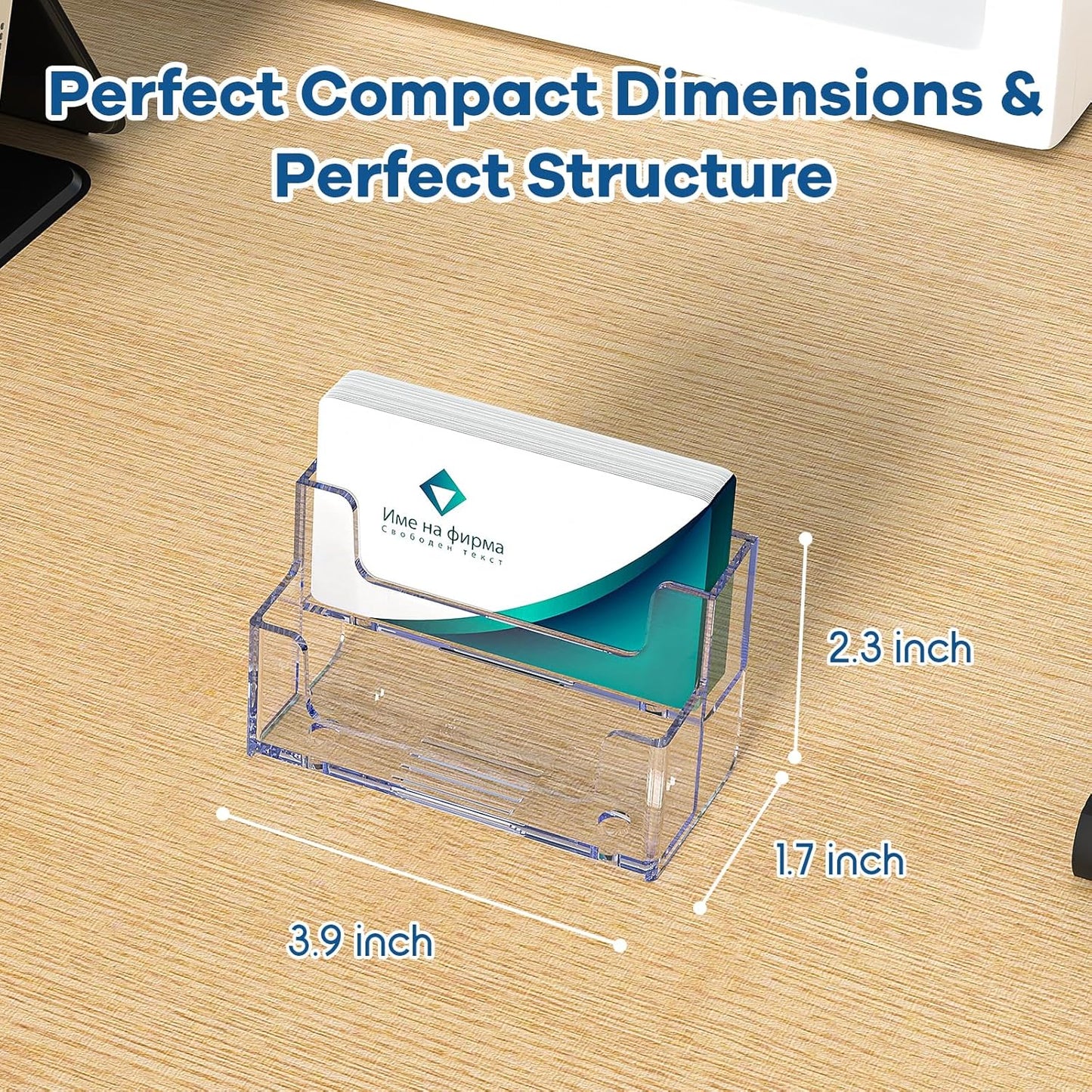 Acrylic Business Card Holder for Desk, Clear Plastic Business Card Stand with 2 Tier, Multiple Business Display Holder for Exhibition, Office and Hotel, 2 Pack