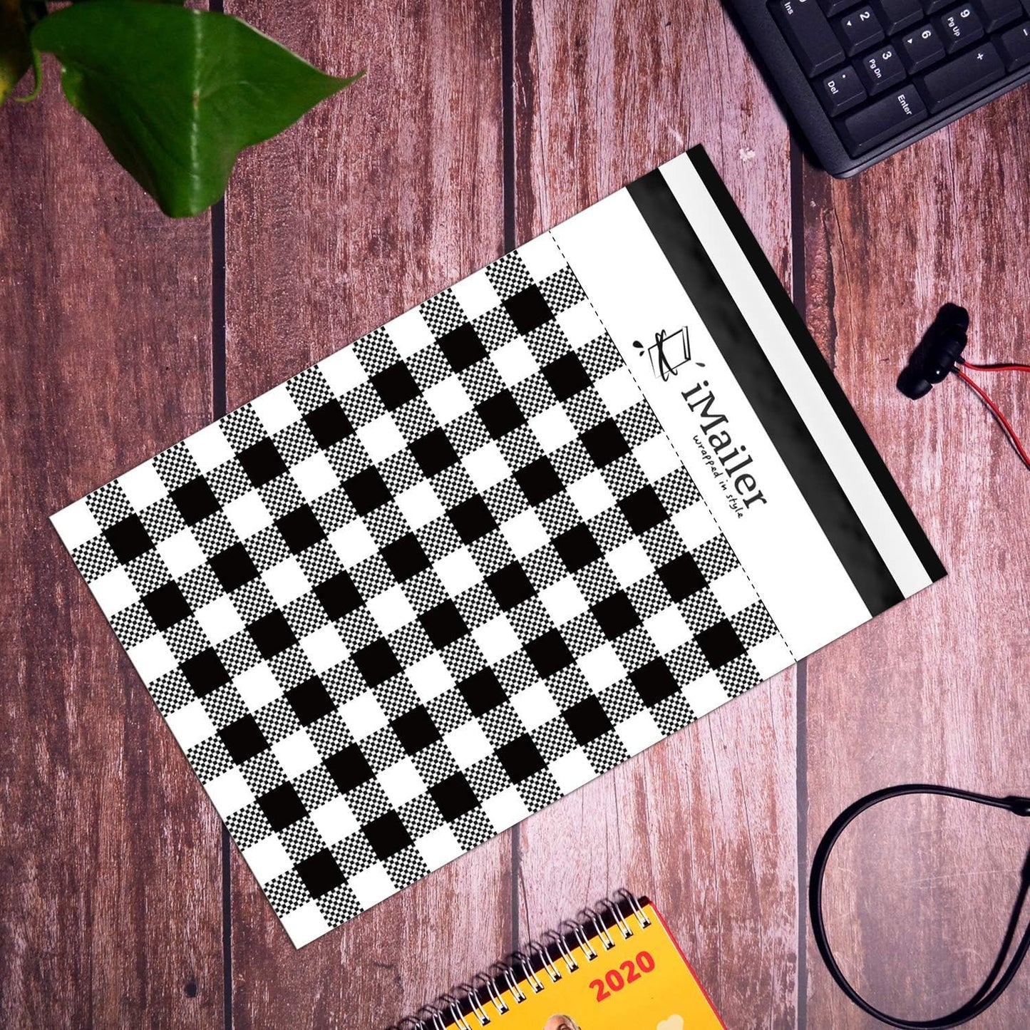 100 Count - 10x13 inch Poly Mailers Black Gingham Plaid Shipping Bags,Mailing Envelope with Self Seal Strip
