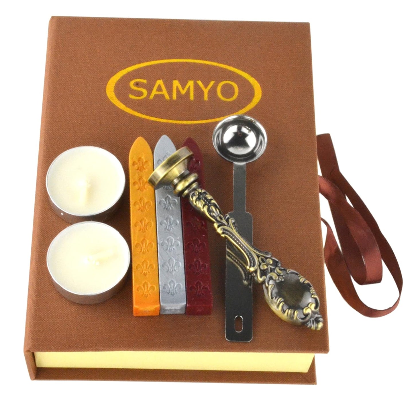 Samyo Creative Romantic Stamp Maker Classic Old-Fashioned Style Brass Color Wax Seal Sealing Stamp Vintage Antique Alphabet Initial Letter Set - (Letter K)