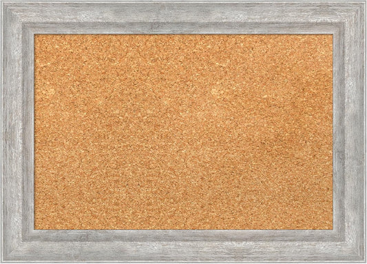 Amanti Art Natural Cork Board for Wall, 15x21 Vision Board with Silver Wood Frame, Small Corkboard Office Decor for Home Organization, Modern Corkboard Pinboard to Display Items for Home Organization