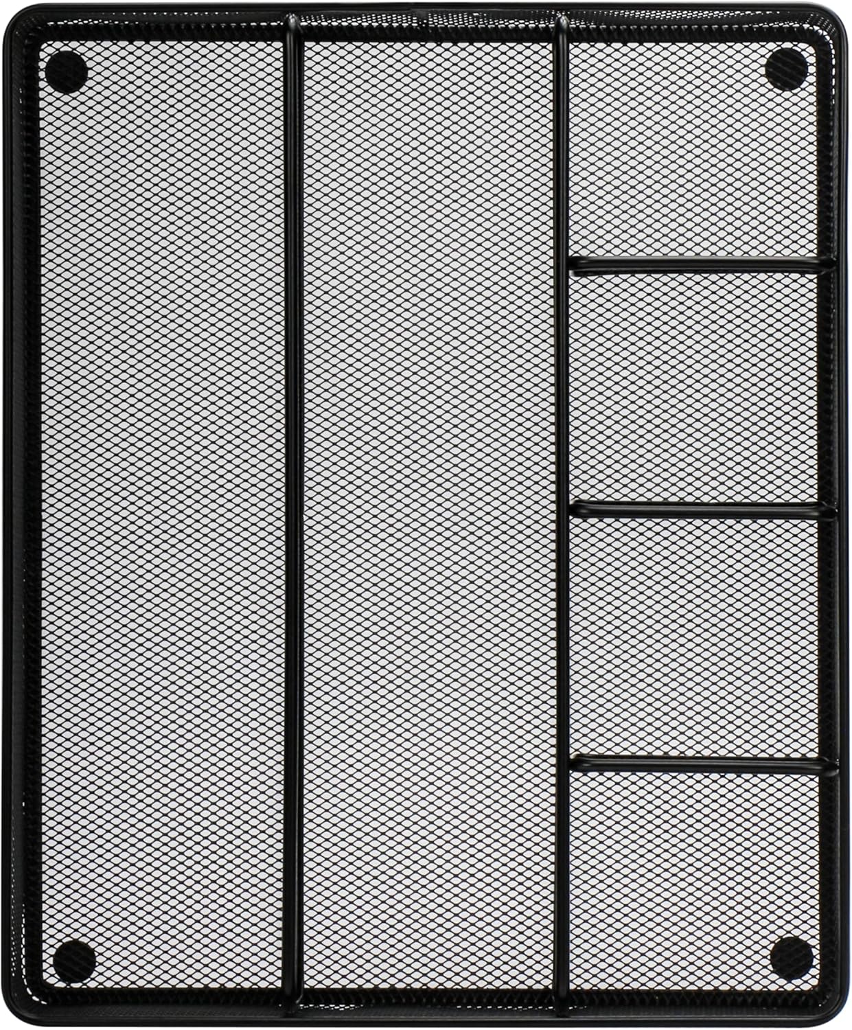 Annova Desk Top Organizer Tray for Office Organization - Metal Mesh - Storage Tray with Dividers for Pens, Desktop Accessories, Bathroom, Kitchen, Makeup and Office Supplies (Large, Black)