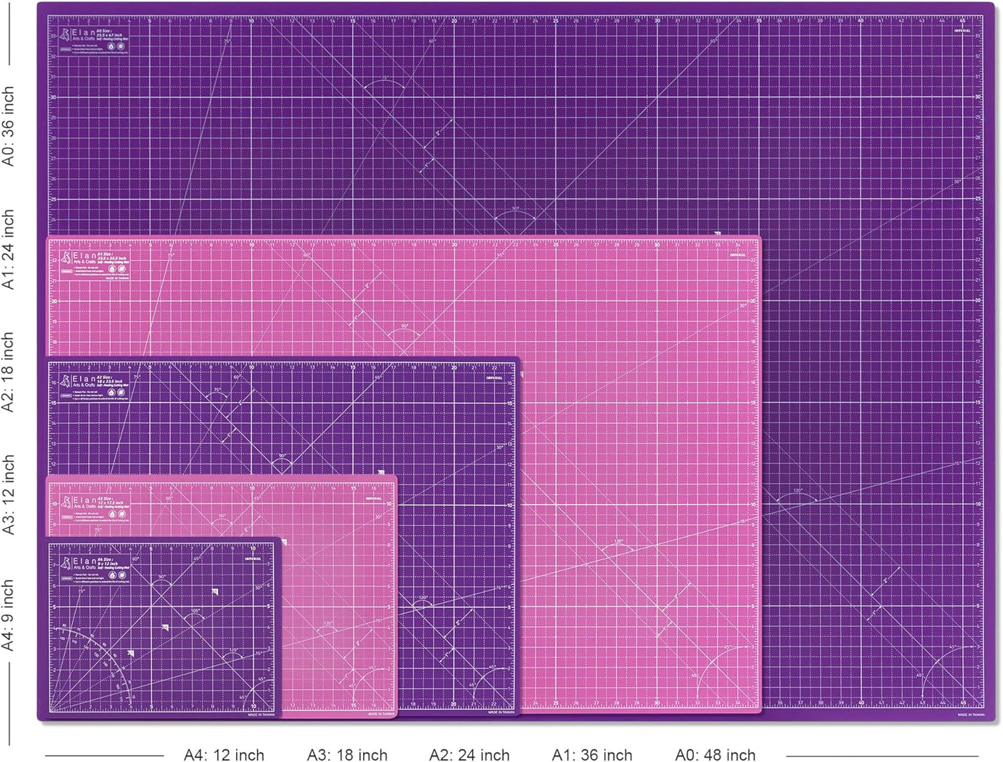 Elan Cutting Mat 36x72 Pink & Purple, Extra Large Self Healing Cutting Mat 36 x 72 Inch, 5-Ply Craft Board Pink, Hobby Board for Sewing and Quilting