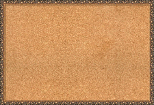 Amanti Art Natural Cork Board for Wall, 26x38 Vision Board with Bronze Frame, Large Corkboard Office Decor for Home Organization, Traditional Corkboard Pinboard to Display Items for Home Organization