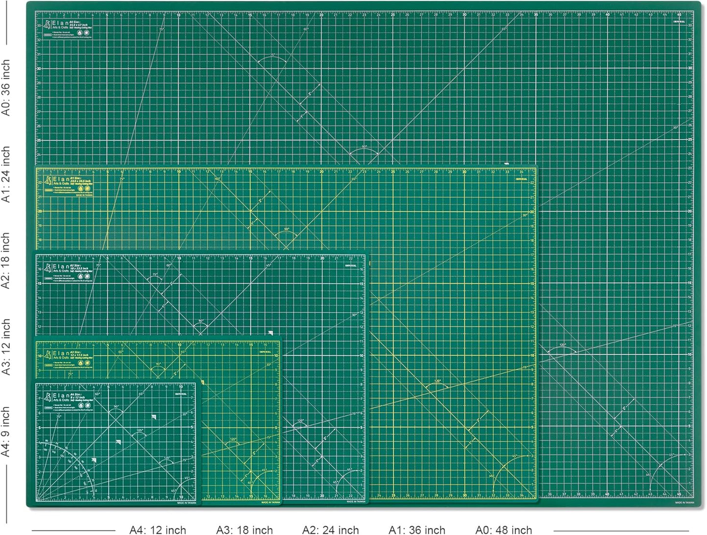 Elan Cutting Mat 36x60 Green, Extra Large Self Healing Cutting Mat 36 x 60 Inch, 5-Ply Craft Board Green, Hobby Board for Sewing and Quilting