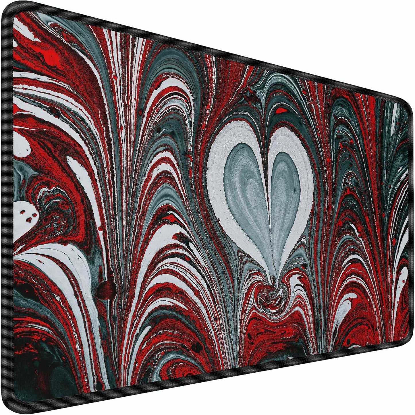 Gaming Mouse Pad, 31.5x15.7 inch Large Extended Computer Keyboard Mouse Mat, Water Resist Non-Slip Mousepad Rubber Base Long XXL Desk Mouse Pad for Work & Gaming, Office & Home, Red Heart