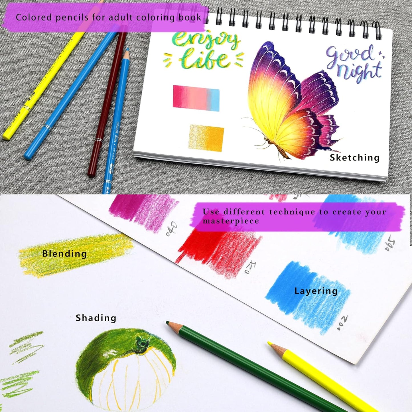 KALOUR Professional Colored Pencils,Set of 300 Colors,Artists Soft Core with Vibrant Color,Ideal for Drawing Sketching Shading,Coloring Pencils for Adults Artists Beginners