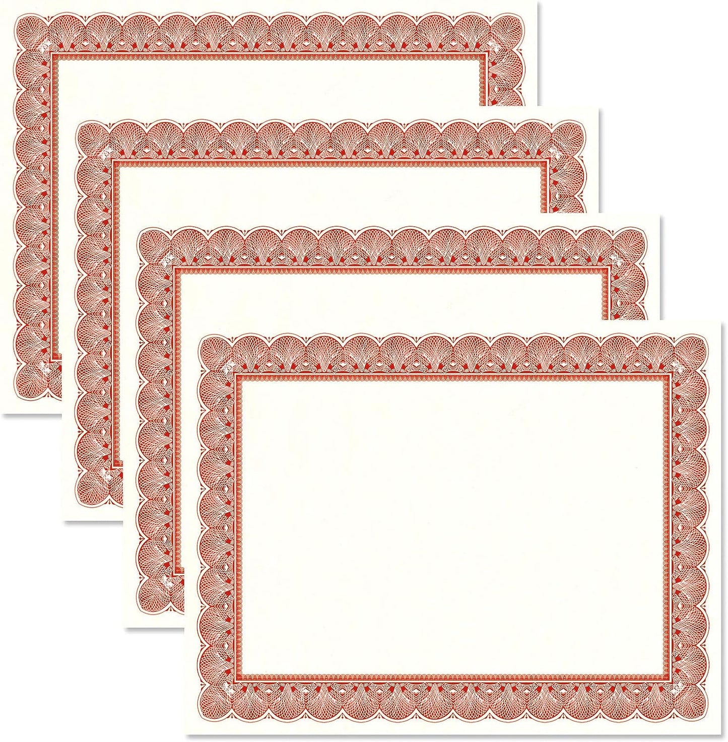Elite Red & White Parchment Certificate Papers - Pack of 100, Laser & Inkjet Printer Compatible, For Office, Business Awards, Graduation, School Diplomas, 8-1/2" x 11" on 60 lb.Text Stock