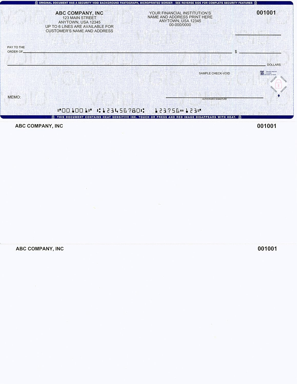 Computer Checks on Top - Custom Laser Business Checks Compatible with QB accounting software, Blue (100)