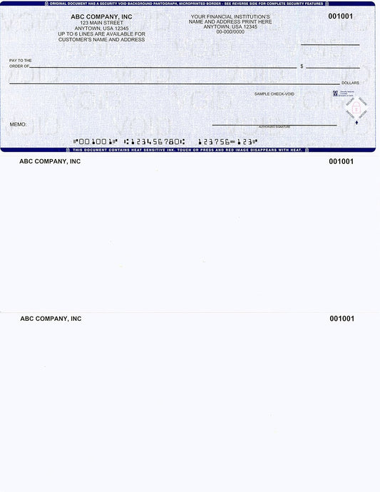 Computer Checks on Top - Custom Laser Business Checks Compatible with QB accounting software, Blue (100)