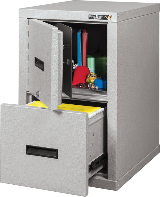 Fire Resistant File Cabinet - Light weight, fire rated, One file drawer & safe