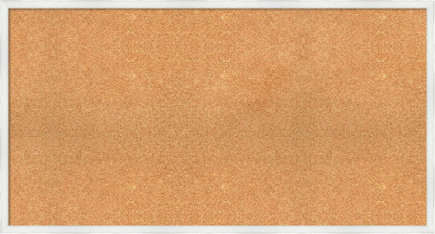 Amanti Art Natural Cork Board for Wall, 23x43 Vision Board with White Frame, Oversize Corkboard Office Decor for Home Organization, Country Rustic Corkboard Pinboard to Display Items for Home