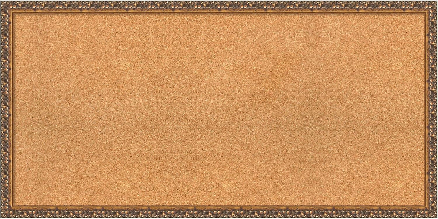 Amanti Art Natural Cork Board for Wall, 20x40 Vision Board with Bronze Frame, Large Corkboard Office Decor for Home Organization, Traditional Corkboard Pinboard to Display Items for Home Organization