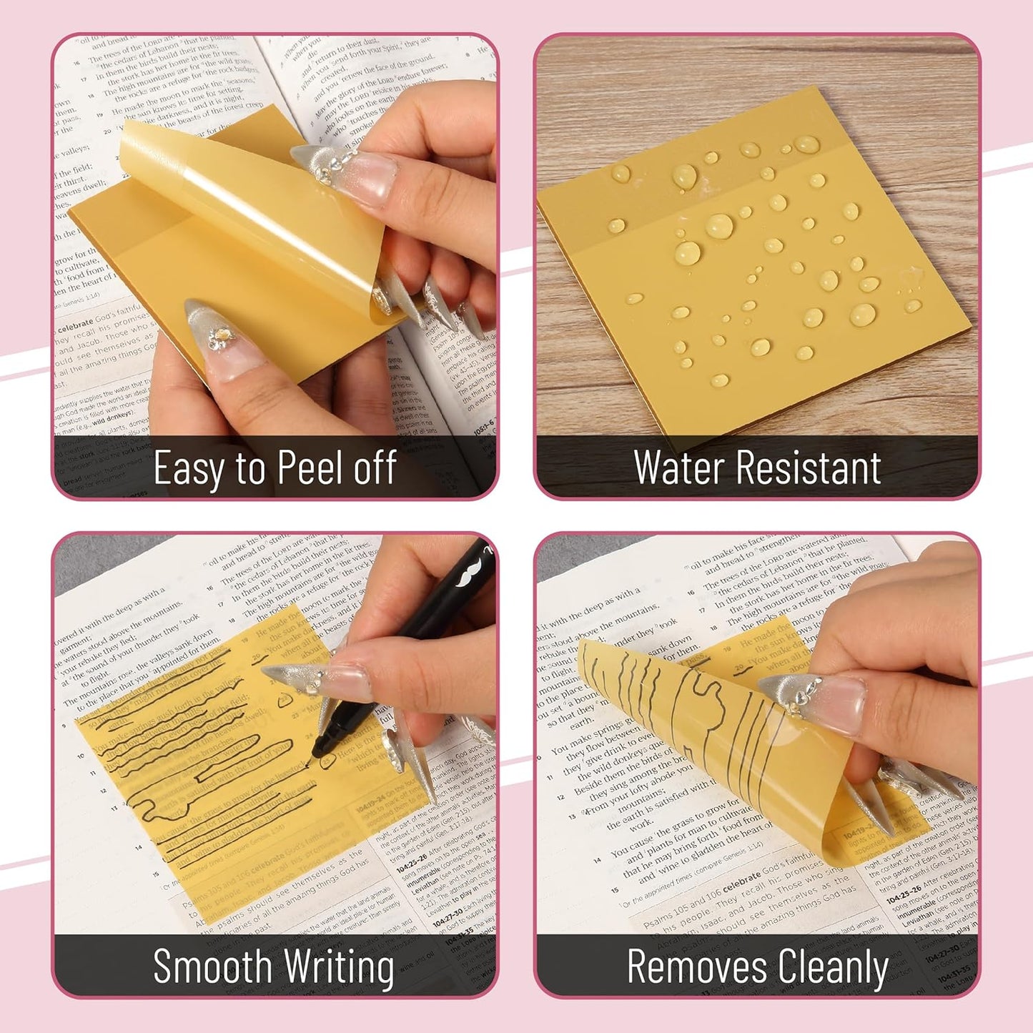 Mr. Pen- Transparent Sticky Notes, 3”x3”, 12 Pads, 600 Sheets, Happy Harmony, Clear Transparent Sticky Notes Clear