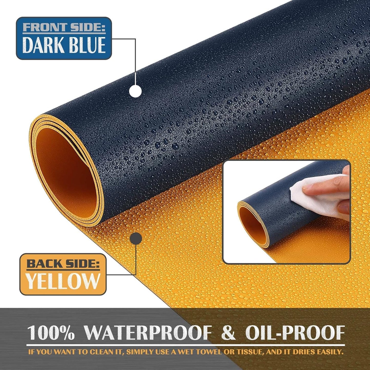 K KNODEL Large Office Leather Desk Mat, Mouse and Keyboard Pad, Computer and Laptop Mat, Desktop Protector and Cover, Writing Pad and Blotter (47.2"x17", Dark Blue)