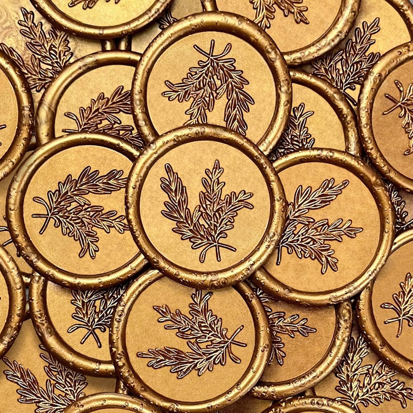 25Pcs Wax Seal Stickers Handmade Envelope Seals Self Adhesive Wax Stickers for Wedding Party Invitations, Envelope, Gift Wrap, Christmas(Rosemary Style, Antique Gold)