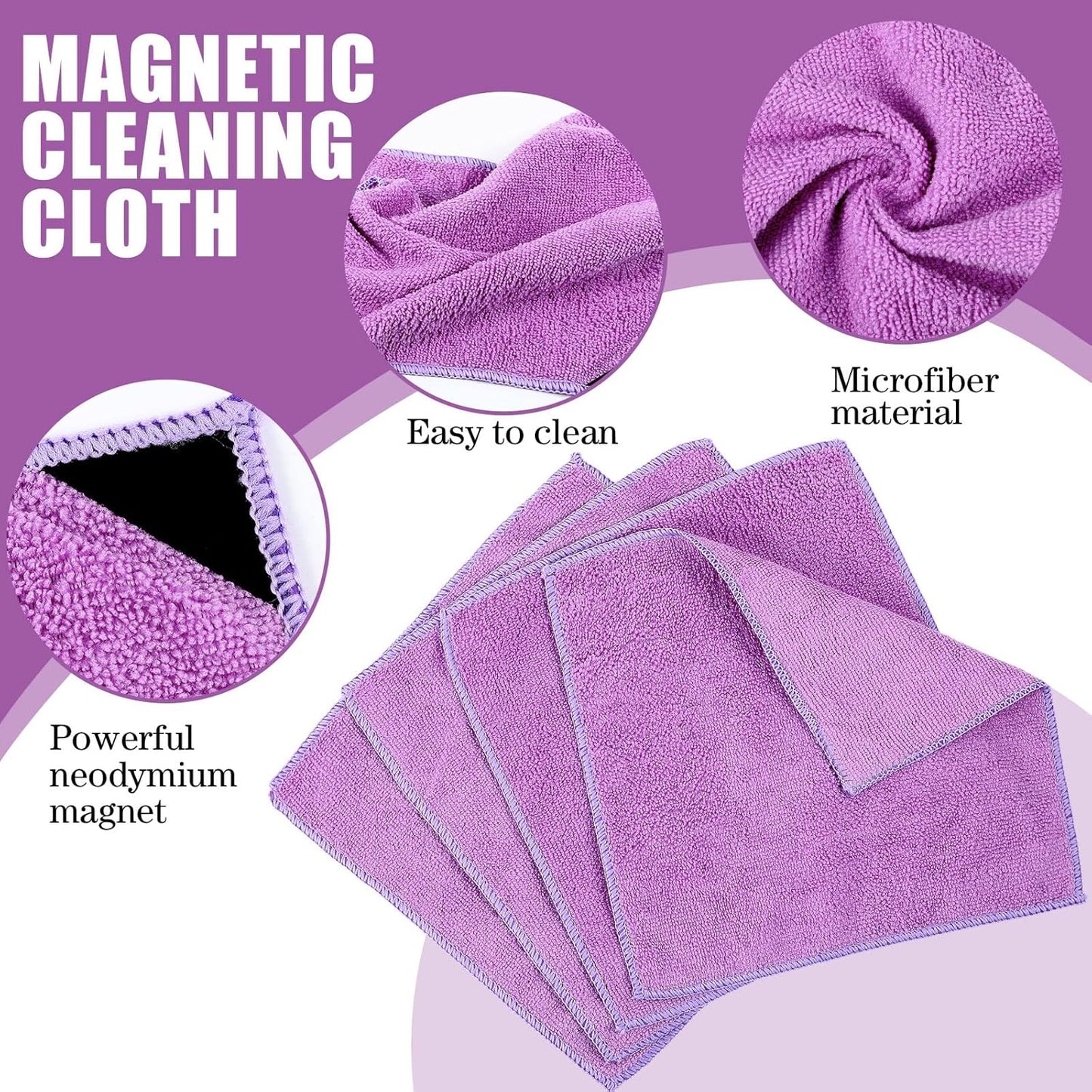 Zopeal 8 Packs Dry Erase Board Cleaning Cloth Microfiber Eraser Magnetic Whiteboard Eraser Washable for Whiteboard Dry Erase Cloth for Home and Office, 10'' x 9. 25''(Purple)