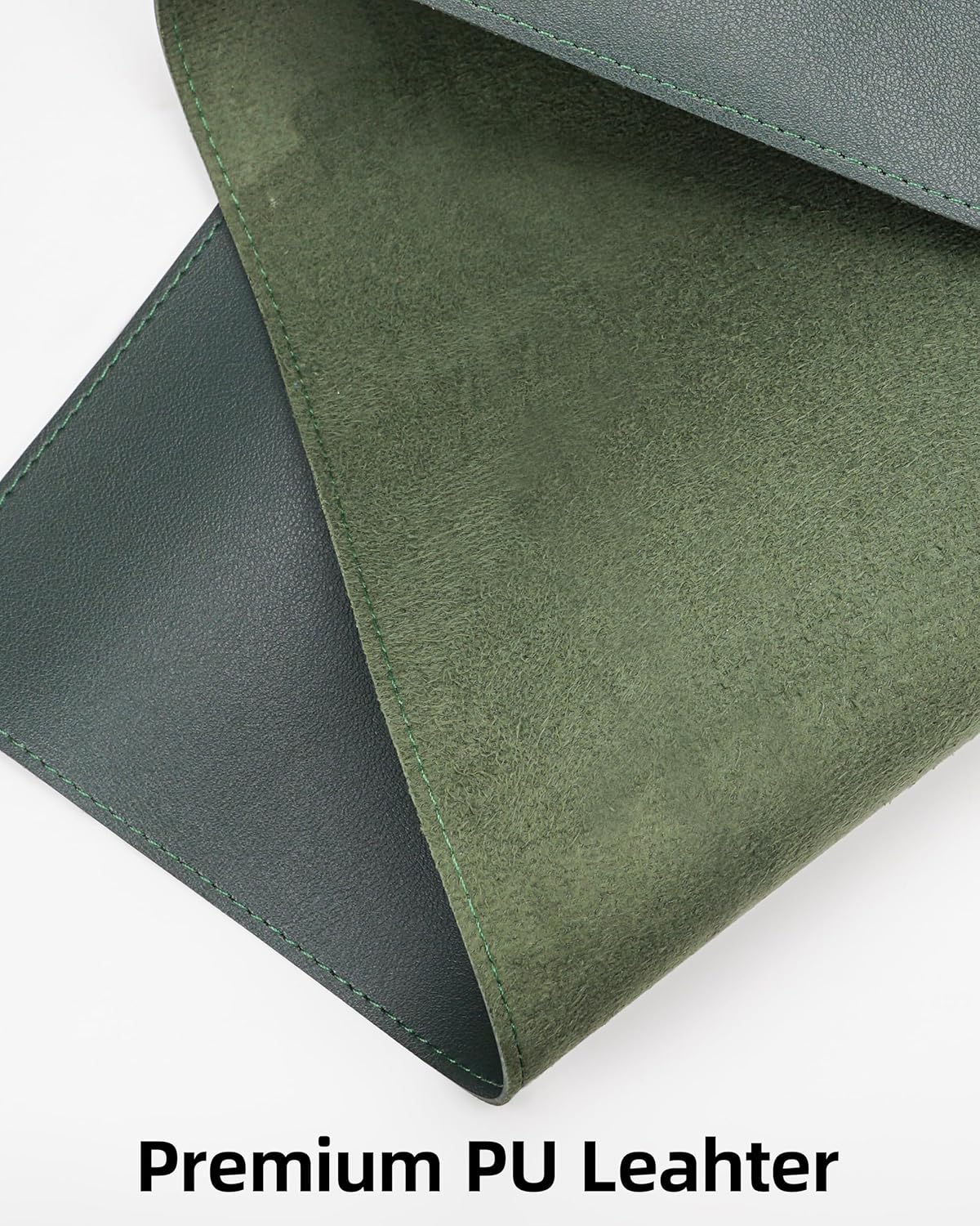 Desk Pad Mat 23.6"x13.7" - Waterproof Mouse Pad & Desk Protector, Non-Slip PU Leather for Gaming Keyboard/Mouse, Stitched Edge XL Office Desk Pad with Ergonomic Support(Dark Green)