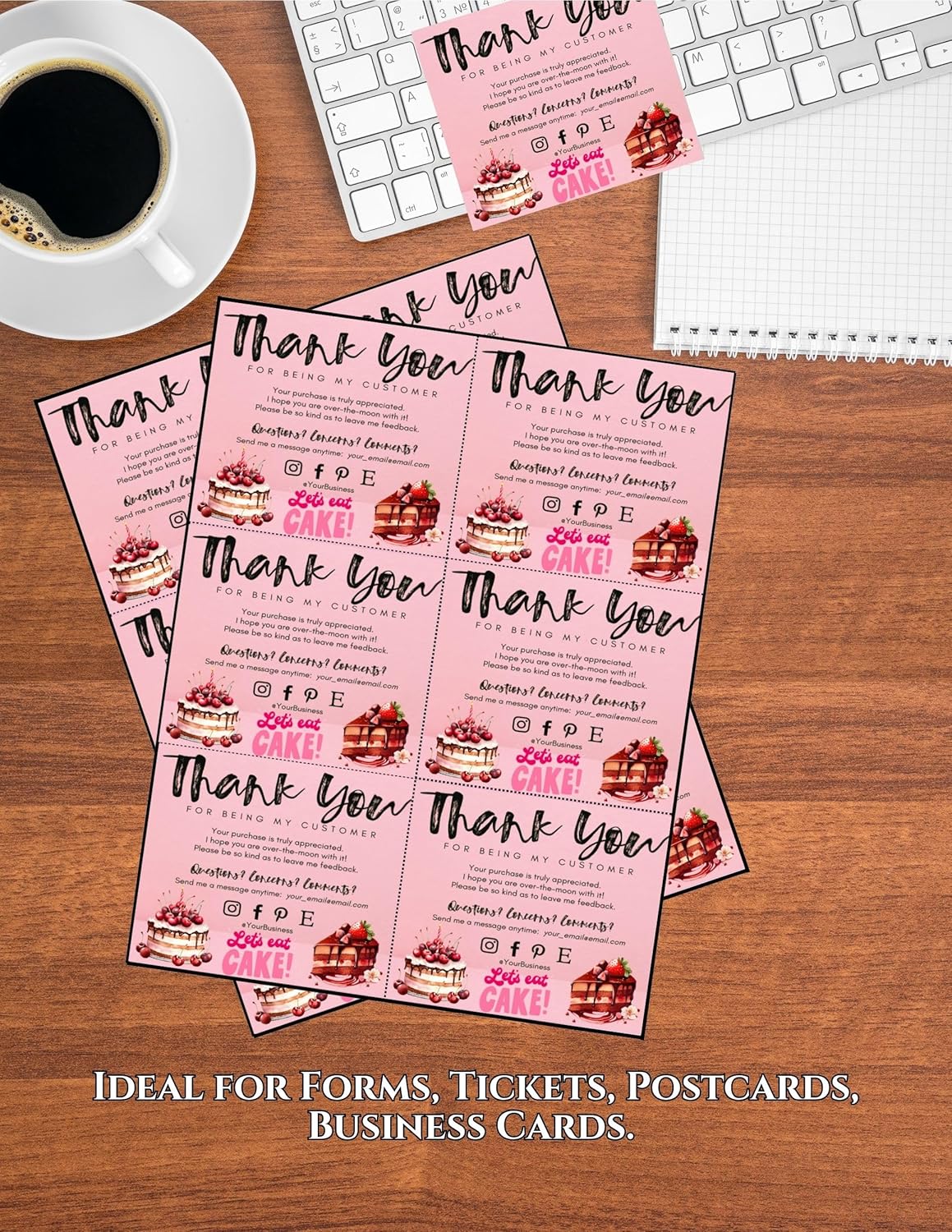 Limited Papers (TM) 8.5x11 Perforated Paper, 20/50 Pound, 75 GSM, Variety of Perforation Sizes and Colors, for Forms, Tickets, Postcards, Business Cards. (Peach, 6 up)
