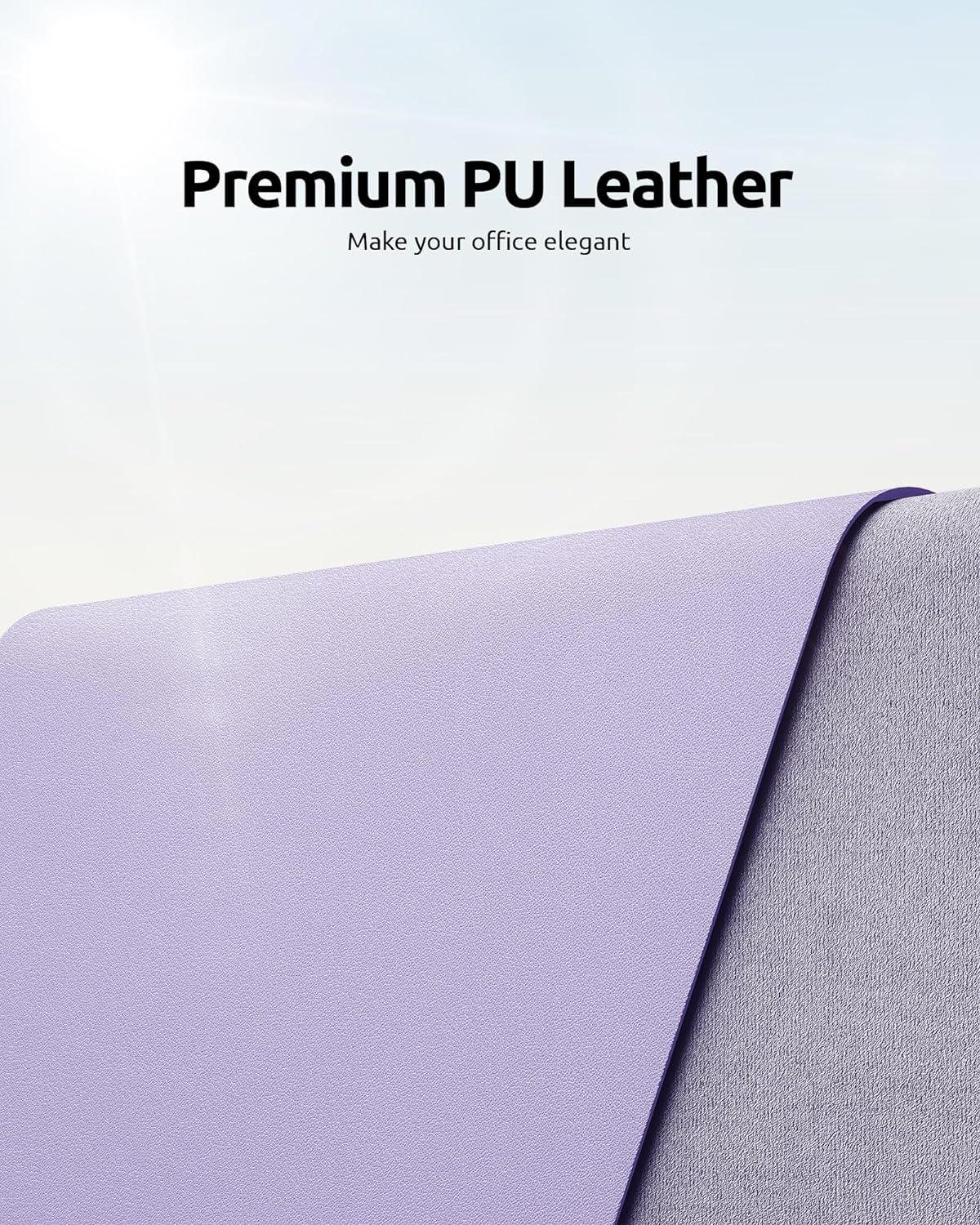 YSAGi Leather Desk Protector, Office Mat, Large Mouse Mat, Non-Slip PU Leather Blotter, Laptop Desk, Waterproof Writing Pad for Office and Home (Light Purple, 35.4" x 17")