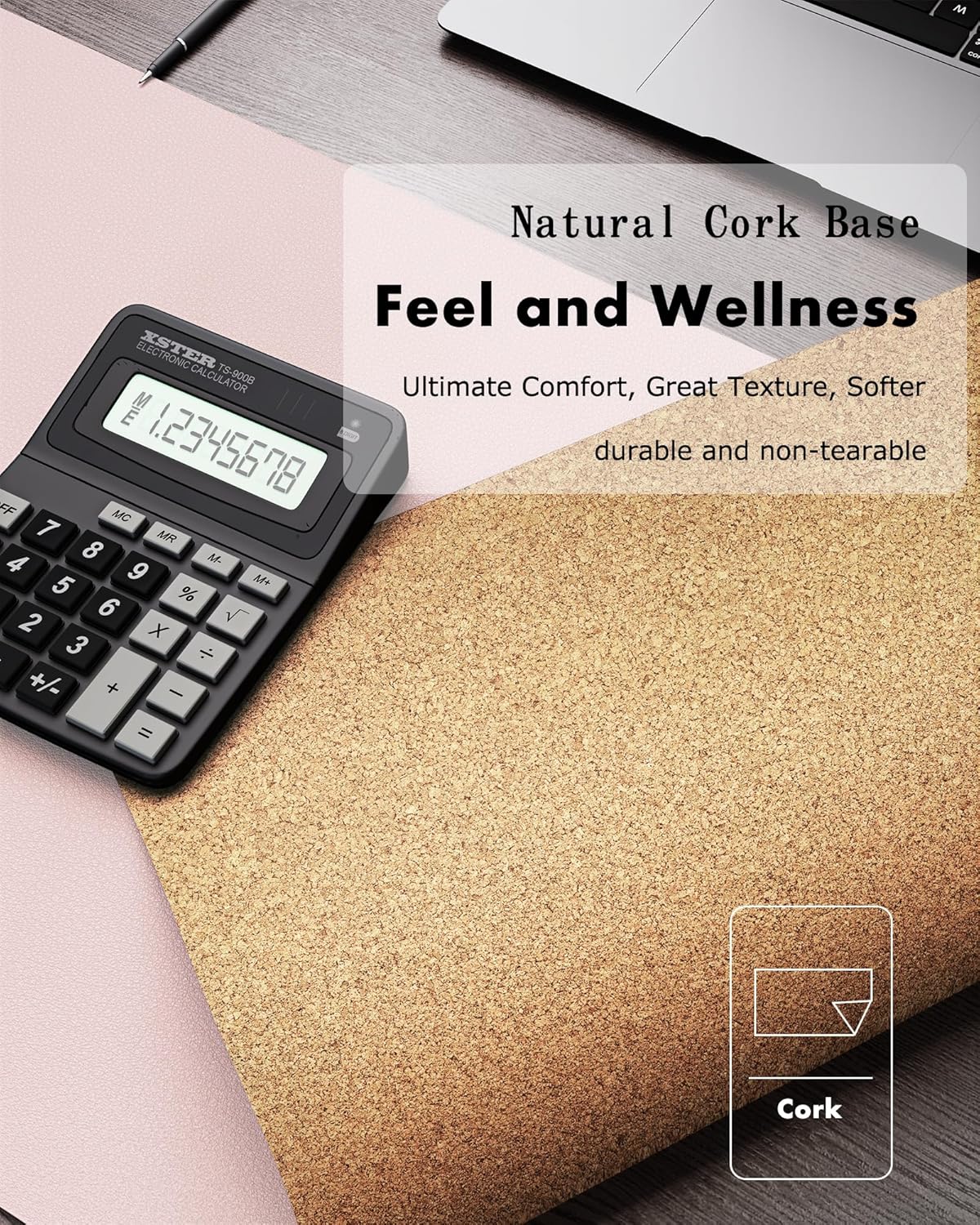 YSAGi Double-Sided Desk Pad, 31.5"x15.7"Leather Desk Mat, Eco Cork Desk Pad Protector,Large Mouse Pad,Waterproof Desk Blotter for Office/Home(Pink)