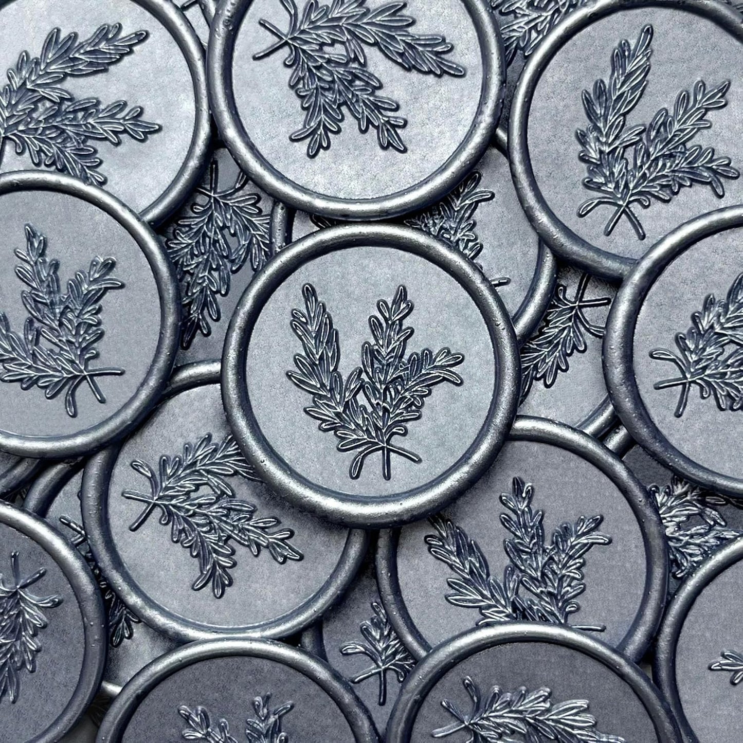 25Pcs Wax Seal Stickers Handmade Envelope Seals Self Adhesive Wax Stickers for Wedding Party Invitations, Envelope, Gift Wrap, Christmas(Rosemary Style, Gray Blue)