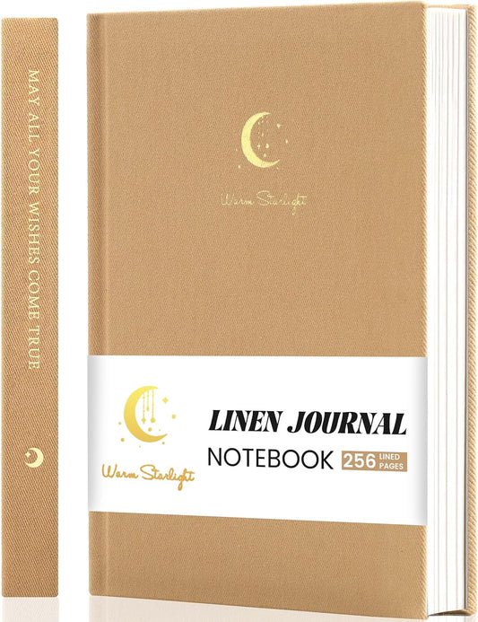 CAGIE Journal for Women Fabric Journal Notebook with 256 Pages 120 GSM Journals for Writing with Gift Box, 5.7x8.3 In, Brown