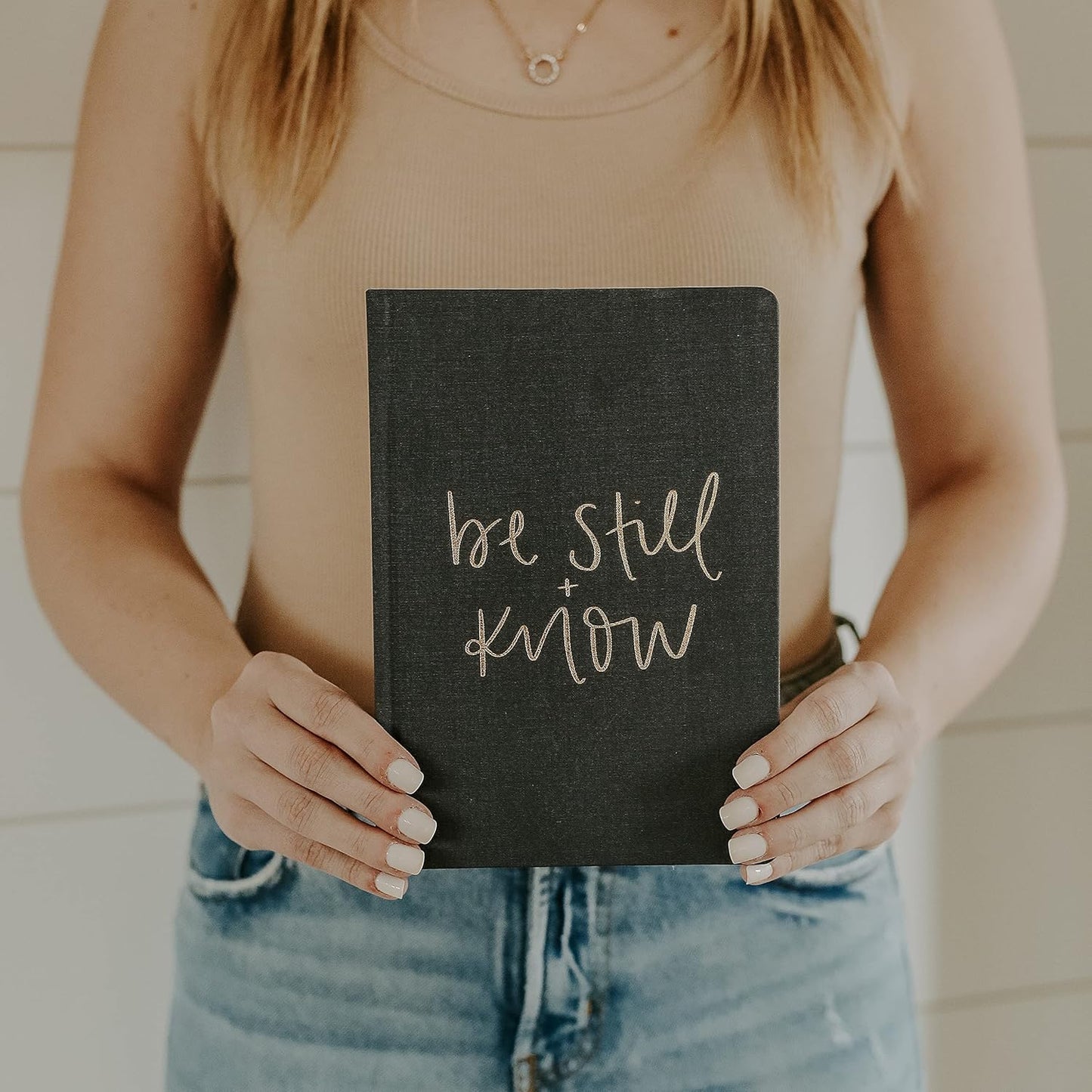 Sweet Water Decor Be Still and Know Notebook for Women - Bible Study Notes Journal, Church Notes Journal with Ribbon Bookmark - 100 Ruled Pages for Writing, Diary with Fabric Inspirational Cover