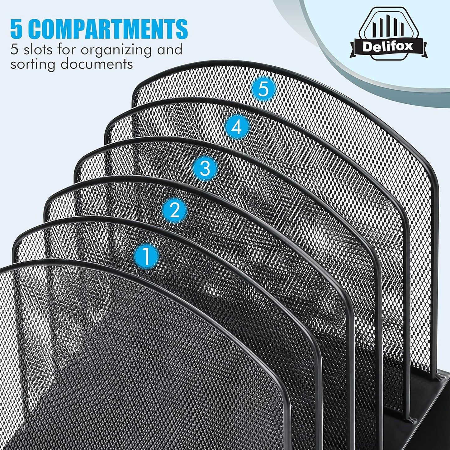 2 Pack Inclined Desk File Organizer, 5 Slot Desktop File Folder Holder Document Holder Sorter Organization and Accessories for Office School Classroom